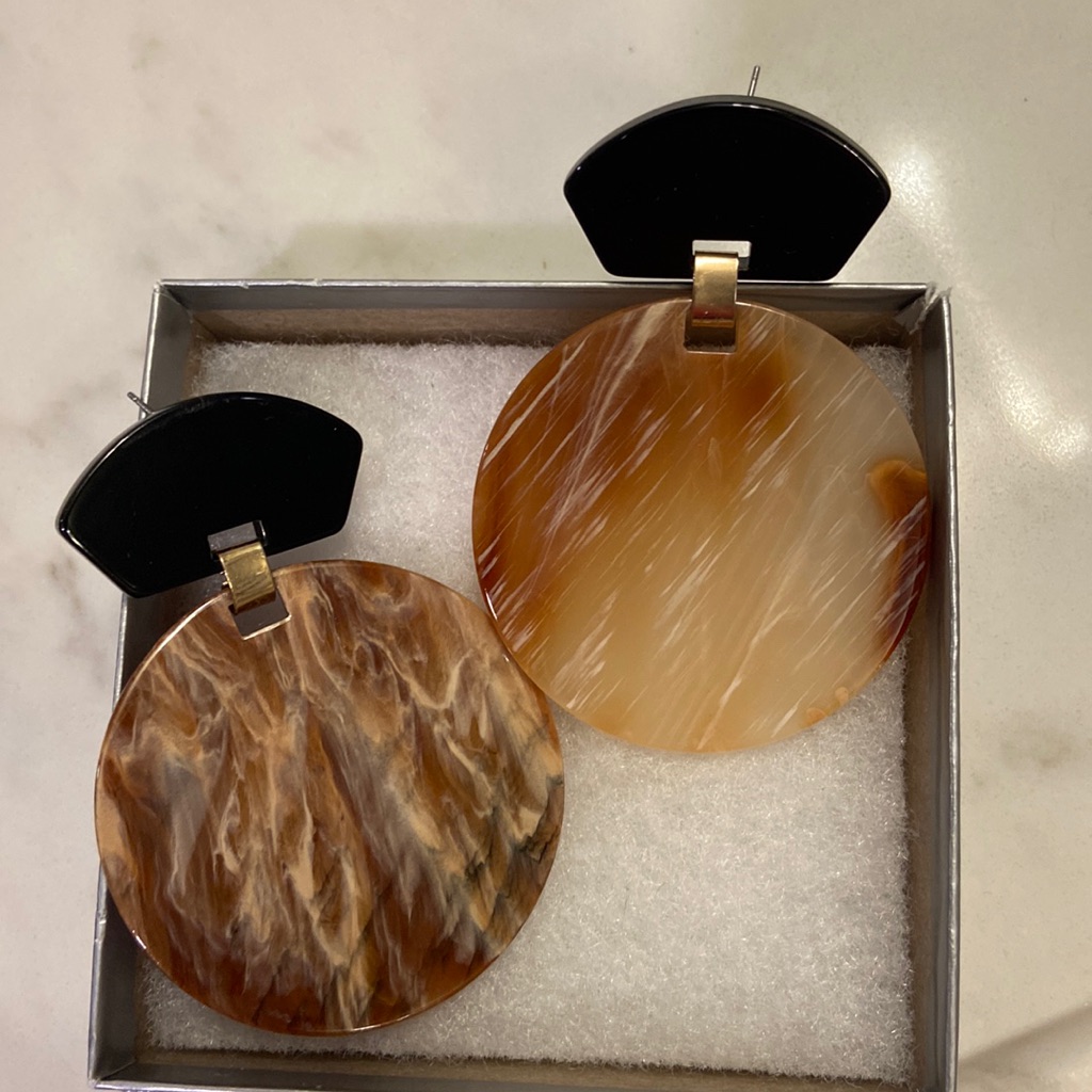 Acrylic Tortoise And Black Earrings